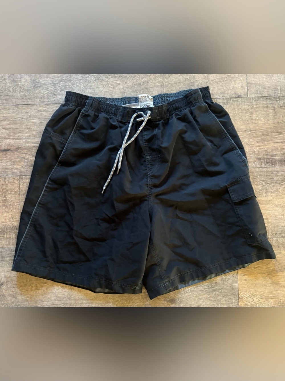 Tru Cal men’s size 2XL solid black drawstring swim trunks shorts